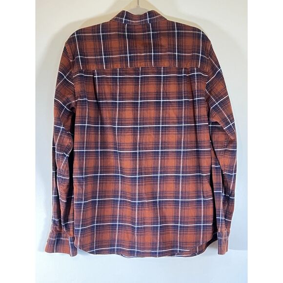 Wind River Outfitters Co. Mens L Flannel Orange Plaid Button Up Shirt  - Large - Picture 2 of 4